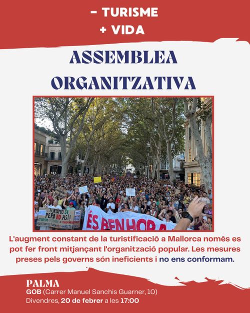 ASSEMBLEA MENYS TURISME MÉS VIDA