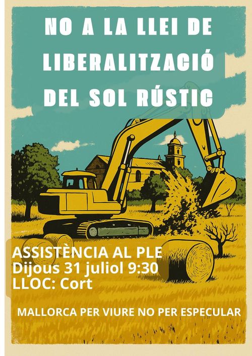 Crida a assistir al ple contra la llei del sòl PP-VOX